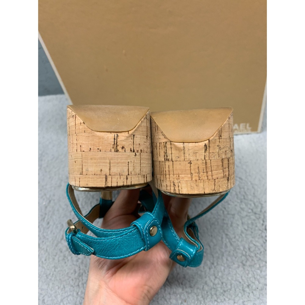 Michael‎ Kors Nash Sandal Women's 10M Turquoise Crinkled Patent Leather - Picture 13 of 14